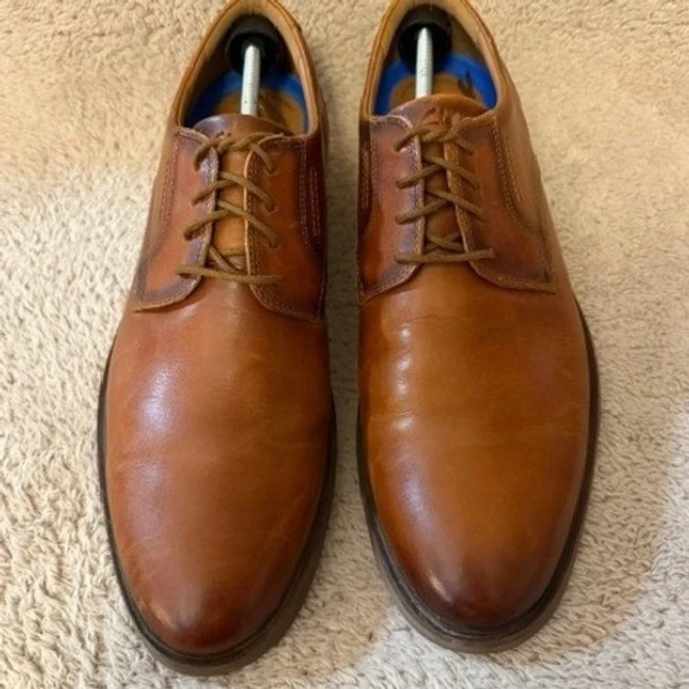 Clarks Whiddon Cap Mens Tan Leather Derby Dress Shoes Size 13 M Plain Toe 15103